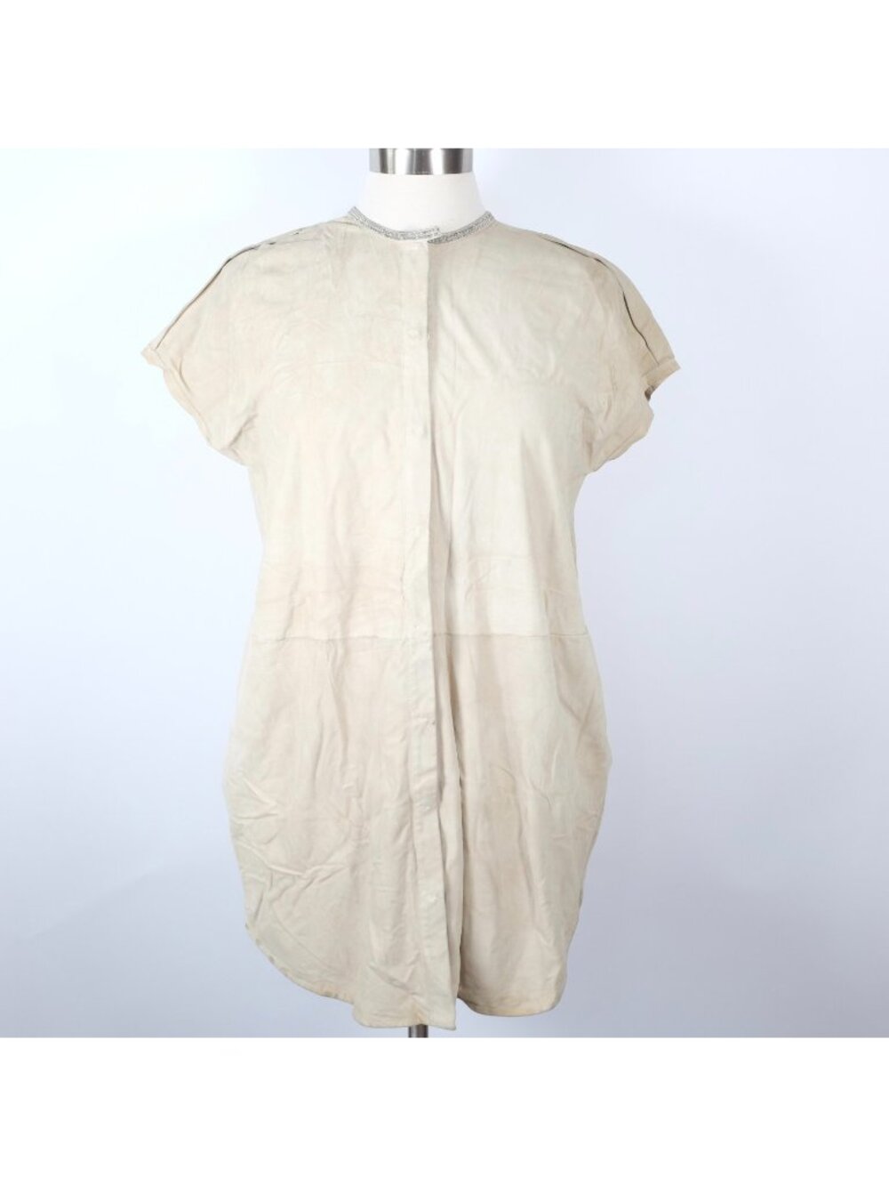 Brunello Cucinelli 40 US 4 oversized suede shirt jacket tunic blouse Monili